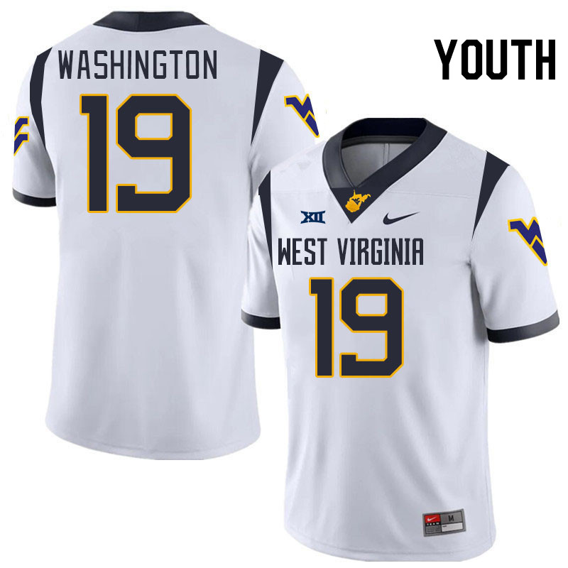 Youth #19 Key'on Washington West Virginia Mountaineers College 2024 New Uniforms Football Jerseys St